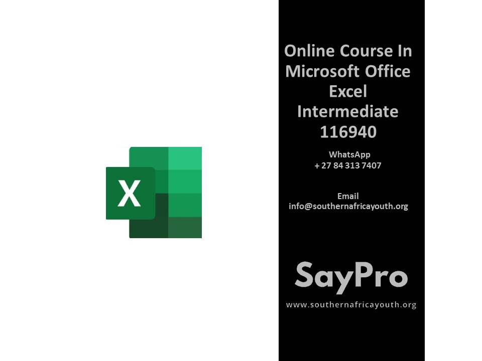 SayPro Course in Microsoft Office Excel Level 2 Intermediate 116940-669874B