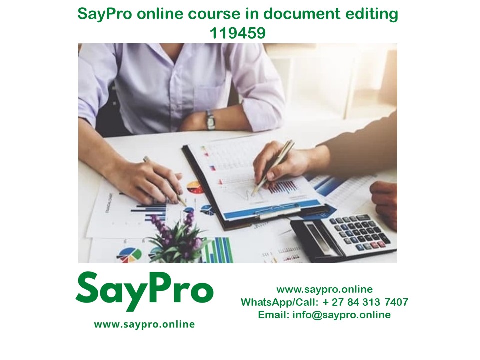 ***SayPro Course Saqa 119459 Write/present/sign for a wide range of contexts NQF Level 04 Credits 05