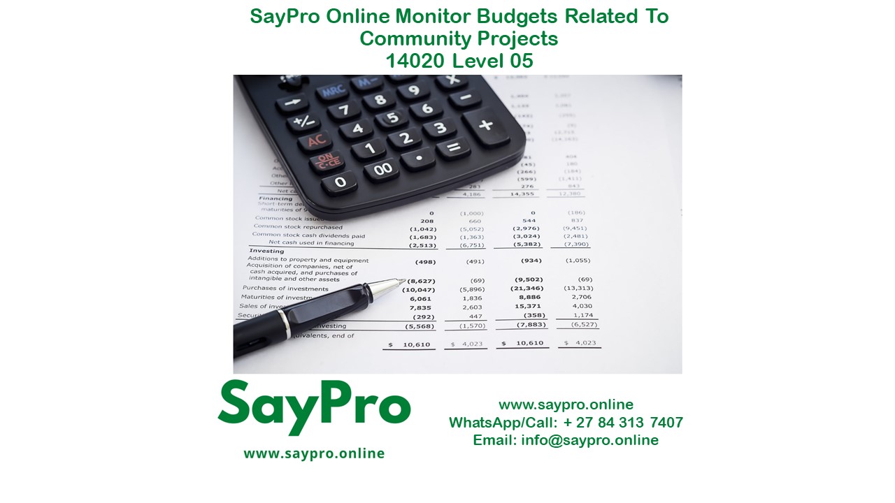 SayPro Online Monitor budgets related to community projects 14020 Level 05