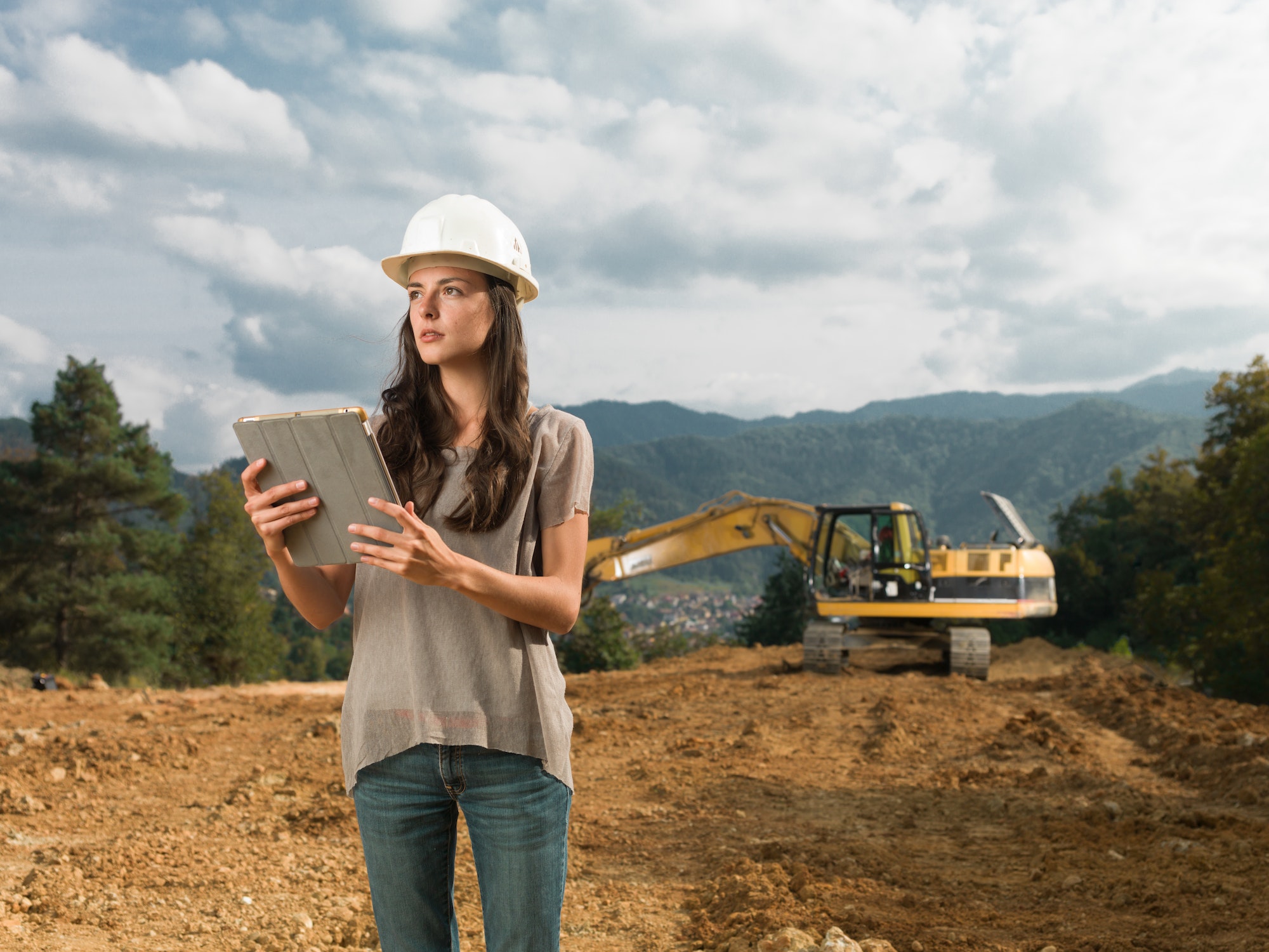 female architect supervising construction